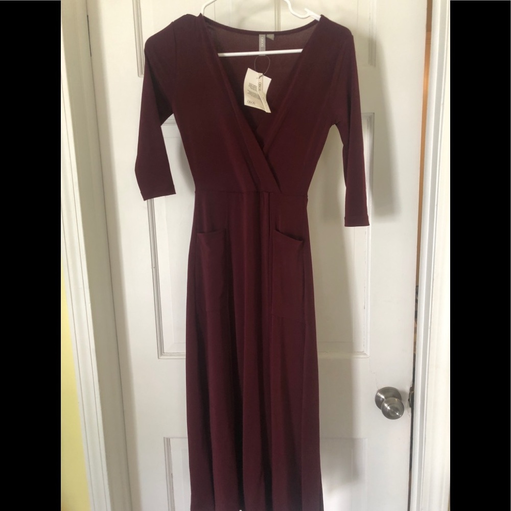 Burgundy wine midi dress